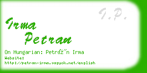 irma petran business card
